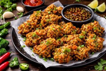 Chinese Pakoda Recipe Mumbai street style crispy vegetable pakodas served with spicy dipping sauceChinese Pakoda Recipe Mumbai street style crispy vegetable pakodas served with spicy dipping sauce